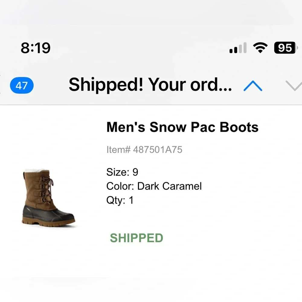 Lands’ End Mens 394765 Insulated Suede Snow Pac Boots Mid Calf Lace Up Brown 9 D - Picture 5 of 9